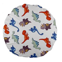 Pattern Dinosaurs Large 18  Premium Flano Round Cushions