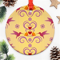 Pattern Bird Flower Ornament (round) by HermanTelo