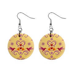 Pattern Bird Flower Mini Button Earrings