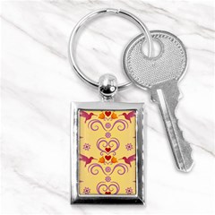 Pattern Bird Flower Key Chain (rectangle) by HermanTelo