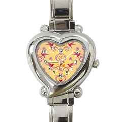 Pattern Bird Flower Heart Italian Charm Watch by HermanTelo