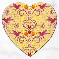 Pattern Bird Flower Jigsaw Puzzle (heart) by HermanTelo