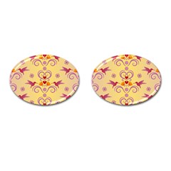 Pattern Bird Flower Cufflinks (oval)