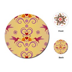 Pattern Bird Flower Playing Cards (round)