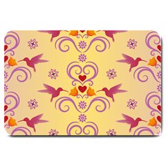 Pattern Bird Flower Large Doormat  by HermanTelo