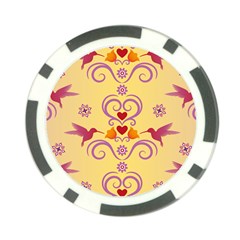 Pattern Bird Flower Poker Chip Card Guard