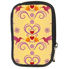 Pattern Bird Flower Compact Camera Leather Case