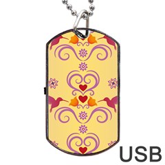 Pattern Bird Flower Dog Tag Usb Flash (one Side)