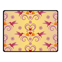 Pattern Bird Flower Double Sided Fleece Blanket (small) 