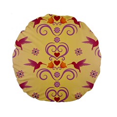 Pattern Bird Flower Standard 15  Premium Flano Round Cushions