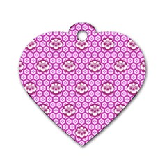 Paulownia Flowers Japanese Style Dog Tag Heart (two Sides)