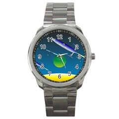 Rocket Spaceship Space Sport Metal Watch