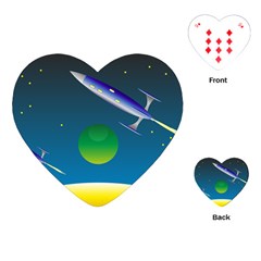 Rocket Spaceship Space Playing Cards (heart) by HermanTelo