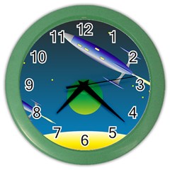 Rocket Spaceship Space Color Wall Clock