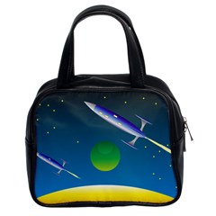 Rocket Spaceship Space Classic Handbag (two Sides)