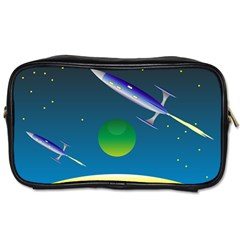 Rocket Spaceship Space Toiletries Bag (two Sides) by HermanTelo