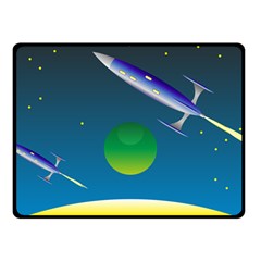 Rocket Spaceship Space Fleece Blanket (small)