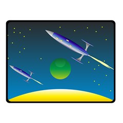 Rocket Spaceship Space Double Sided Fleece Blanket (small) 