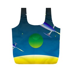 Rocket Spaceship Space Full Print Recycle Bag (m) by HermanTelo