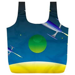 Rocket Spaceship Space Full Print Recycle Bag (xl) by HermanTelo