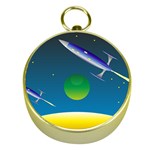 Rocket Spaceship Space Gold Compasses Front