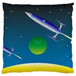 Rocket Spaceship Space Large Flano Cushion Case (Two Sides) Front