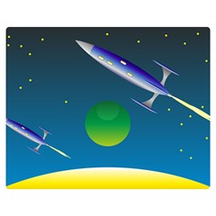 Rocket Spaceship Space Double Sided Flano Blanket (medium) 