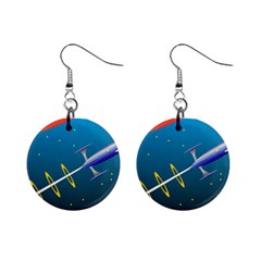 Rocket Spaceship Space Galaxy Mini Button Earrings by HermanTelo