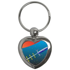 Rocket Spaceship Space Galaxy Key Chain (heart) by HermanTelo