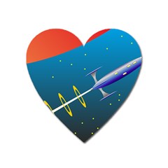 Rocket Spaceship Space Galaxy Heart Magnet by HermanTelo