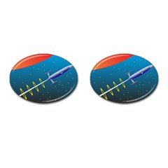 Rocket Spaceship Space Galaxy Cufflinks (oval)