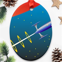 Rocket Spaceship Space Galaxy Oval Ornament (two Sides) by HermanTelo