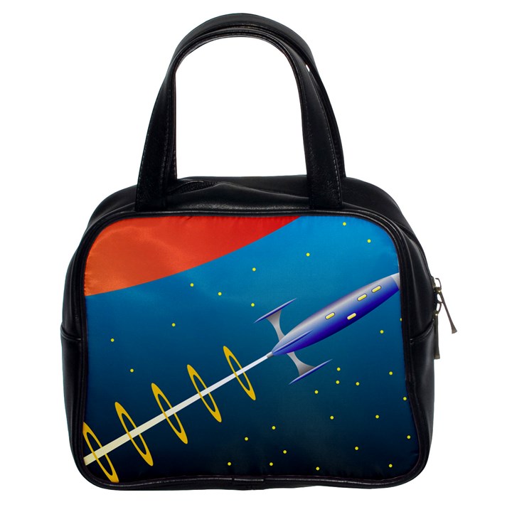 Rocket Spaceship Space Galaxy Classic Handbag (Two Sides)