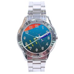 Rocket Spaceship Space Galaxy Stainless Steel Analogue Watch