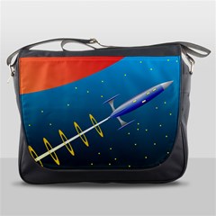 Rocket Spaceship Space Galaxy Messenger Bag