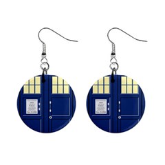 Tardis Doctor Who Time Travel Mini Button Earrings by HermanTelo