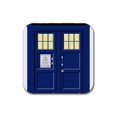 Tardis Doctor Who Time Travel Rubber Coaster (square)  by HermanTelo