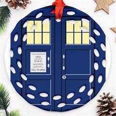 Tardis Doctor Who Time Travel Round Filigree Ornament (two Sides)