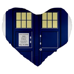 Tardis Doctor Who Time Travel Large 19  Premium Flano Heart Shape Cushions