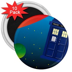 Tardis Doctor Time Travel 3  Magnets (10 Pack)  by HermanTelo