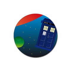 Tardis Doctor Time Travel Rubber Coaster (round)  by HermanTelo