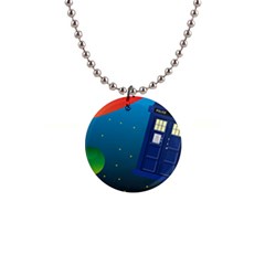 Tardis Doctor Time Travel 1  Button Necklace