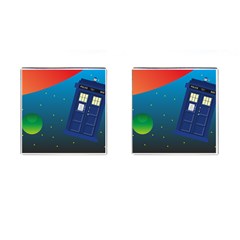 Tardis Doctor Time Travel Cufflinks (square)