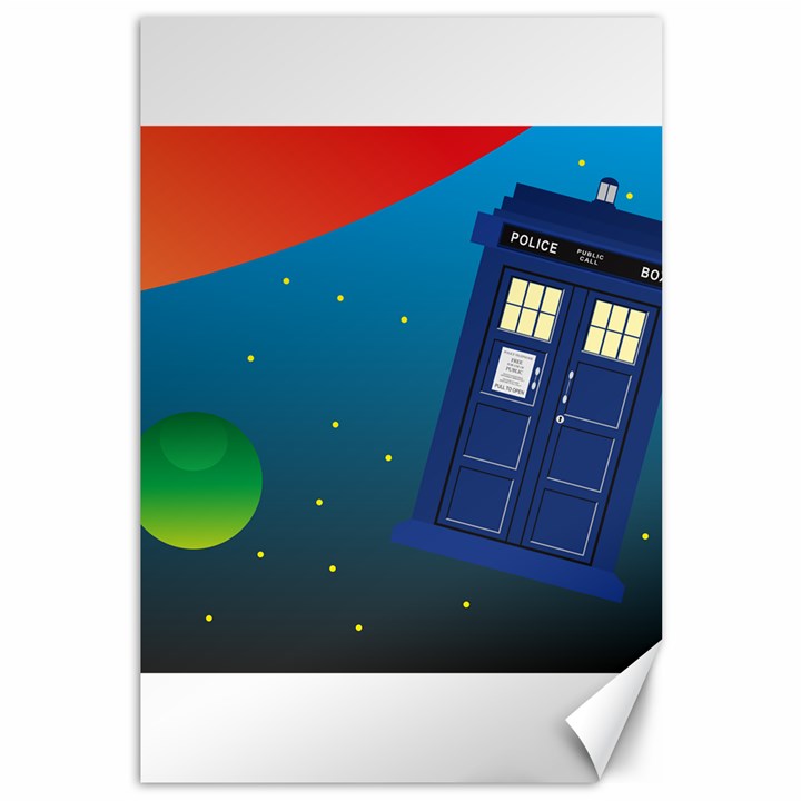 Tardis Doctor Time Travel Canvas 12  x 18 