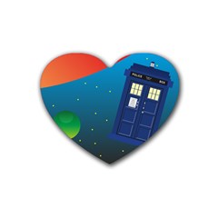 Tardis Doctor Time Travel Rubber Coaster (heart) 