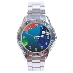 Tardis Doctor Time Travel Stainless Steel Analogue Watch