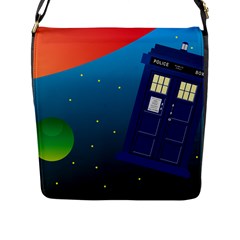 Tardis Doctor Time Travel Flap Closure Messenger Bag (l)