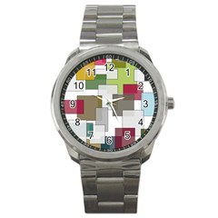 Wallpaper Texture Plaid Sport Metal Watch by HermanTelo