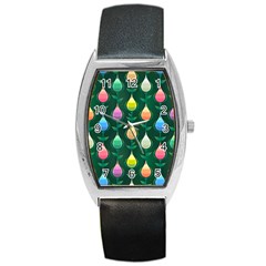 Tulips Seamless Pattern Background Barrel Style Metal Watch