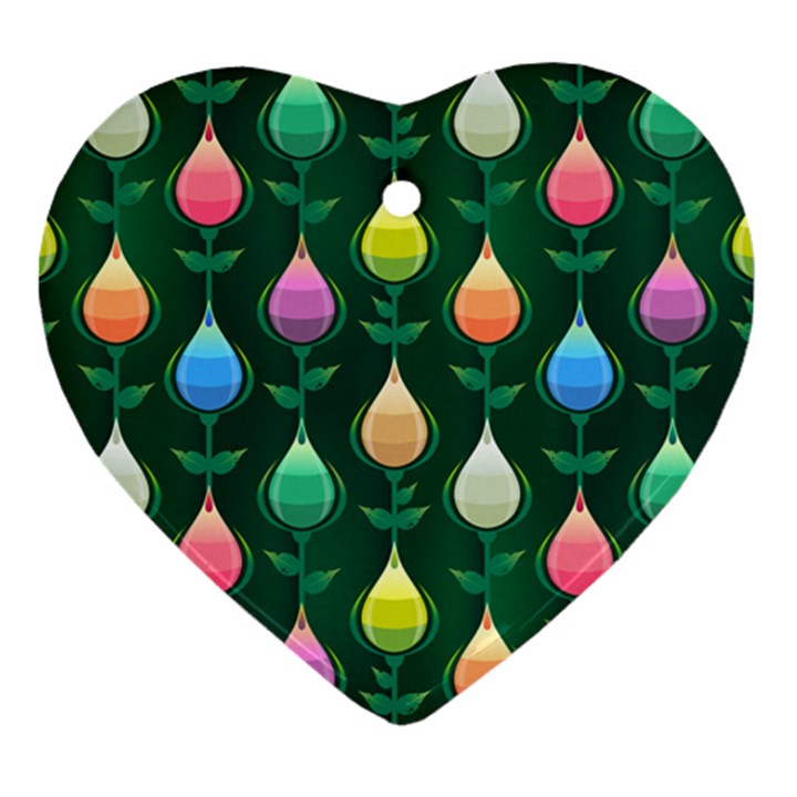 Tulips Seamless Pattern Background Heart Ornament (Two Sides)